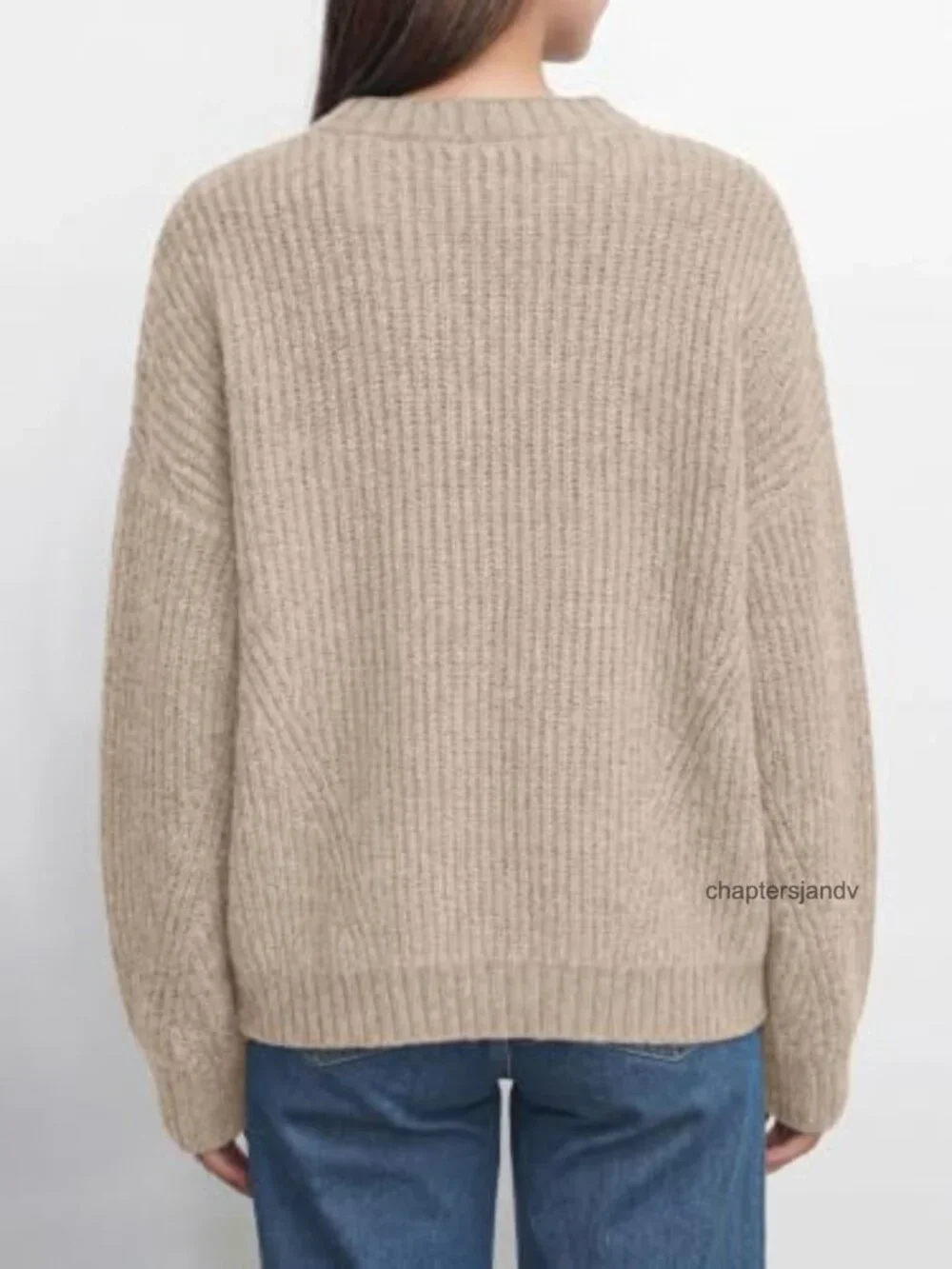 Womens Long Sleeve Chunky Knit Oversized Crew Neck Pullover Sweater
